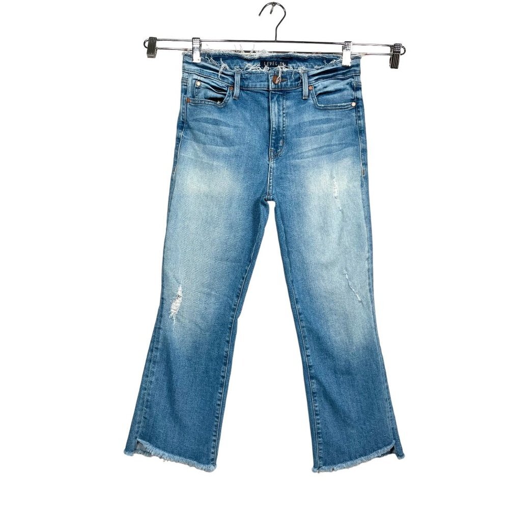 Level 99 Anthropologie Adrian High‎ Rise Kick Flare Jeans 28 raw hem